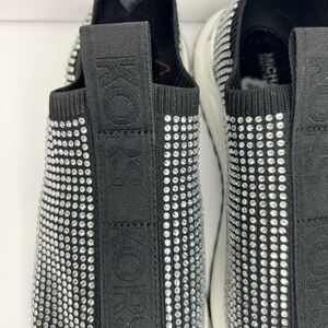 Michael Kors Black and Silver Crystal Slip-On Sneakers